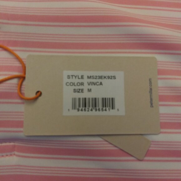 Peter Millar Summer Comfort Men's Performance Polo Medium pink/white stripes NWT - Picture 2 of 3